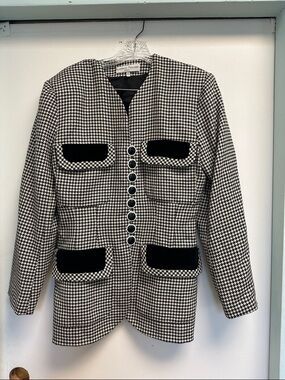 Houndstooth Black & White Tailored Pocket Blazer